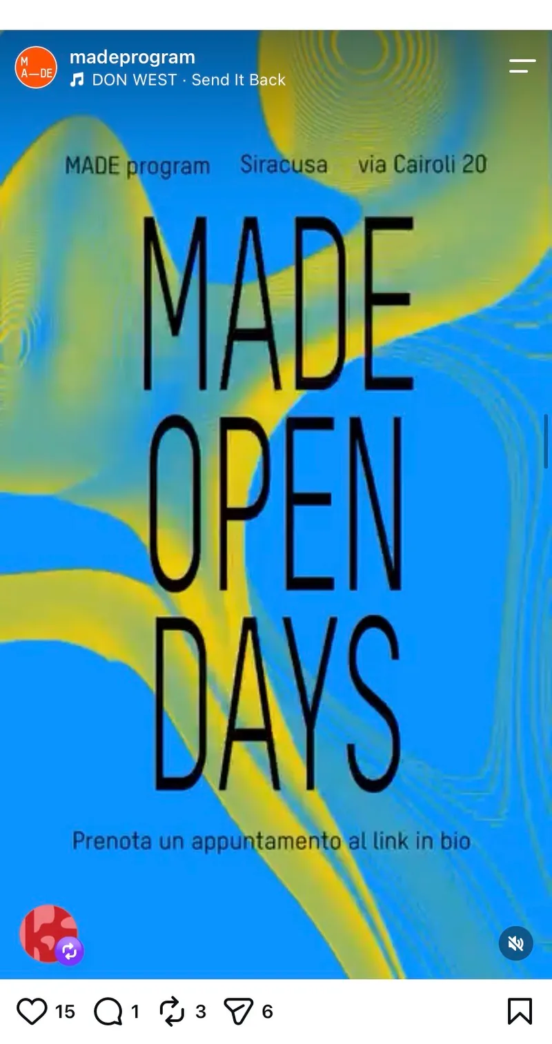 Instagram reel “MADE Open Days”
